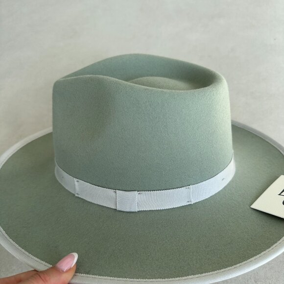 NWT Lack Of Color The Rancher Wool Felt Fedora Hat In Sage Wide Brim main image 4